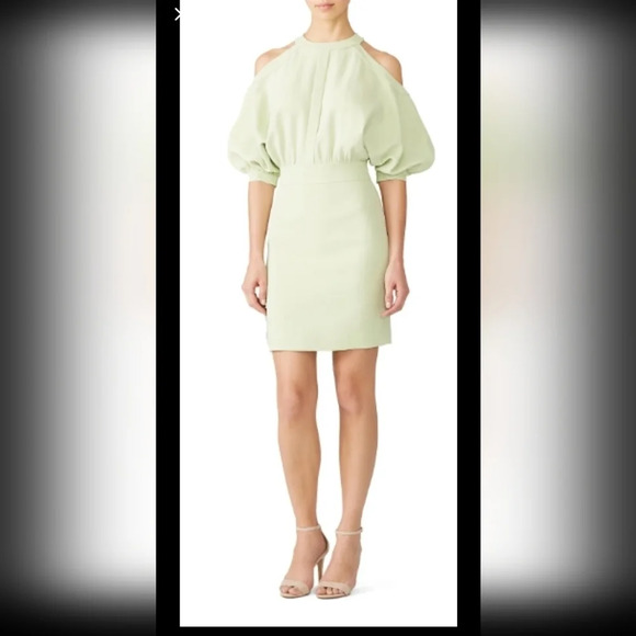 GENNY Womens Mint Cold Shoulder Puff Sleeve Dress Green - Picture 1 of 16